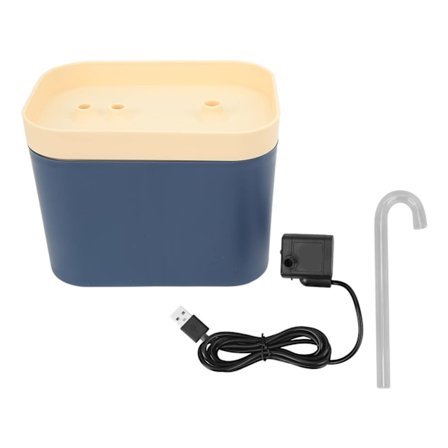 1,5L Kat Vandfontæne Støjsvag Automatisk Cirkulationsflow Vandtæt Drikkefontæne til Kæledyr med Albue Dyse Dybhavsblå