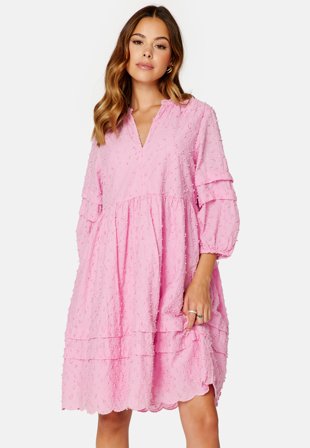 SELECTED FEMME Minja 3/4 Broderi Knee Dress Lilac Sachet Klær