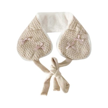 Furry Strikket Ørevarmere Rosette til Forskellige Hovedstørrelser Udendørs Vinteraktiviteter Skiløb Hold Varmen Udendørs Ris Abrikosfarve