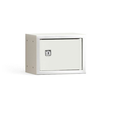 Schließfachschrank CUBE, grau mit weißer Tür, 150x200x150 mm