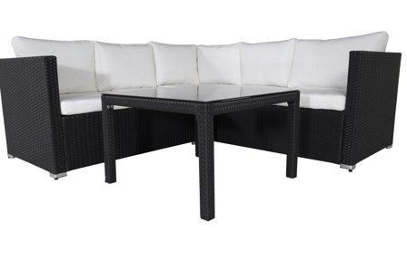 Venture Home Kuba 1531-238 Loungeset soffa, bord, svart/vitt, Utemöbler