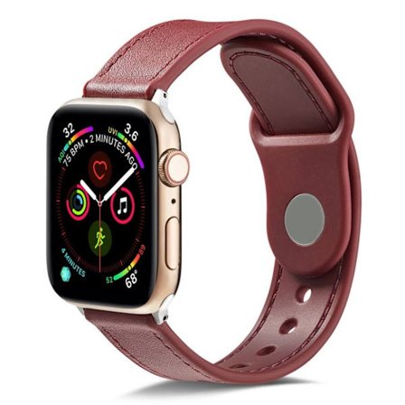 Apple Watch Series 4 44mm aitoa nahkaa oleva ranneke - Viininpunainen