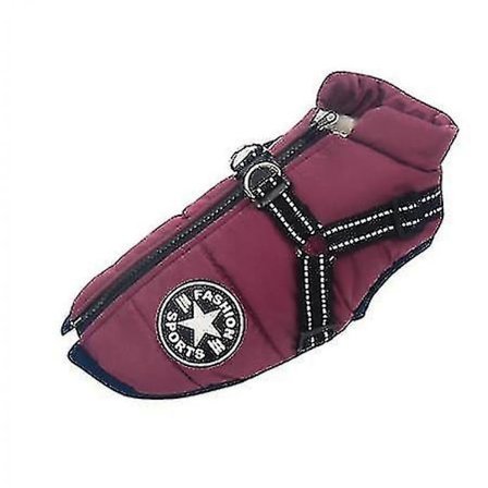 Stor hundjacka med sele Vinter varm hundkläder Vattentät.XL.Svart