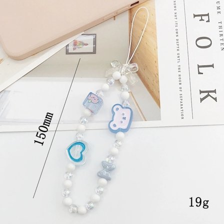 Sött och gulligt pärlarmband för mobiltelefon, mobiltelefon med anti-tappad kedja, nyckelring, present till kvinnor