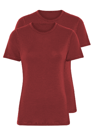 Dovre 2-pack 100% Merinoull, T-shirt, Marinblått Linnen Dam Röd L