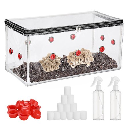 Svamp Monotub-kit för Hemmet 2024 - Odla Svamp i Tält - Mykologi-kit med Odlingspåsar, Proppar & Filter för Luftutbyte