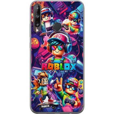 Kompatibel Mobilcover til Huawei Huawei P40 lite E Farverig Roblox gaming gruppe med hovedtelefoner, controllere og neonfarver perfekt til børn og ga