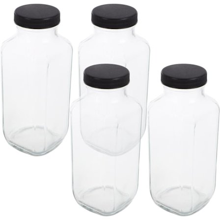 Återanvändbara Fyrkantiga Glasflaskor Vintage Dricksburkar med Lufttäta Lock