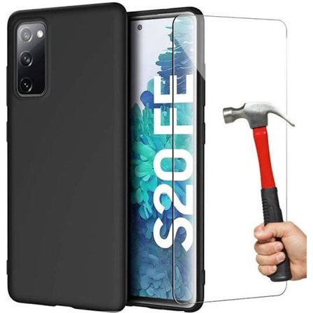 Skal till Samsung S20 FE - Svart - Matta Effekten - 2 Härdade Glas Inkluderade - Rep-Resistent - Mjuk