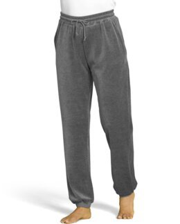 Velourbukser med elastiktalje og rib nederst i benene Mørke grå - 40 - Åshild