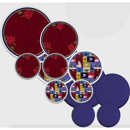 Komfyrlokk (4 deler x 3) Bær + Vinter + Korn blå