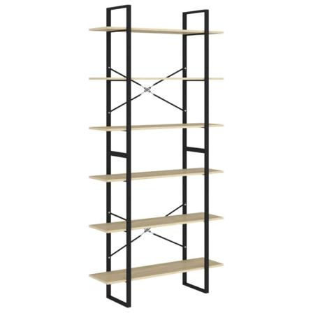 Vidaxl Hög Bokhylla Sonoma-ek 100x30x210 Cm Konstruerat Trä Brun