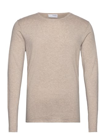 Slhrome Ls Knit Crew Neck Noos Strikkegenser M. Rund Krage Beige Selected Homme*Betinget Tilbud