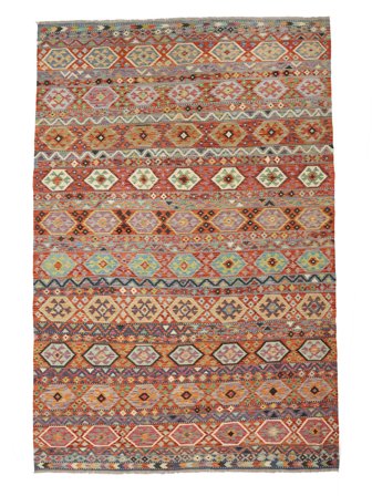 259X358 Dywan Kilim Afgan Old Style Orientalny Brunatny/Ciemnoczerwony Duży (Wełna, Afganistan) Carpetvista