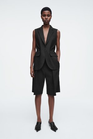 COS Femme Gilet Slim En Lin in Noir