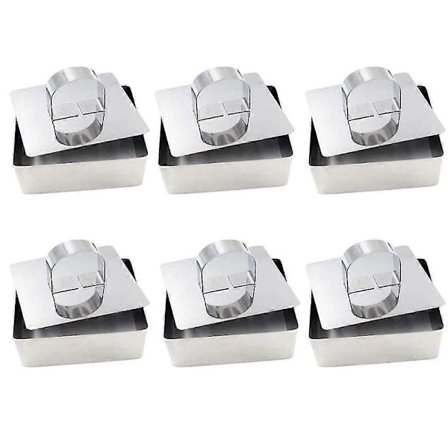 Rustfri Stål Ringe Kage Cirkel Kageform Med Tryk, Til Kage- Og Konditorproduktion (firkantet)