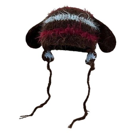 Pehmeä lämmin pupunkorvahattu pipo pääkallomyssy urheilupäähine naisten asusteet talvinen korvasuoja ulkoiluun, kahvinvärinen