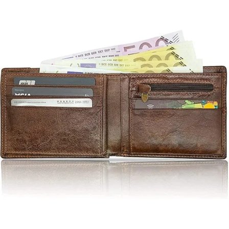 Genuine Leather Wallet for Men - Large Brown Bifold for Cash and Cards