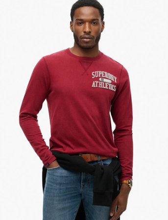 Superdry Vintage Athletic Chest Ls Tee - Burgundy - S