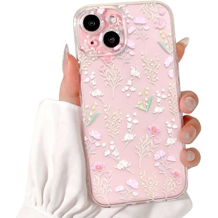 Kompatibel med iPhone 15 Deksel Klar Søt Farge Blomst Blomsterblad Design for Jenter Kvinner Myk TPU Støtsikker Beskyttende Jentete for iPhone 15-(