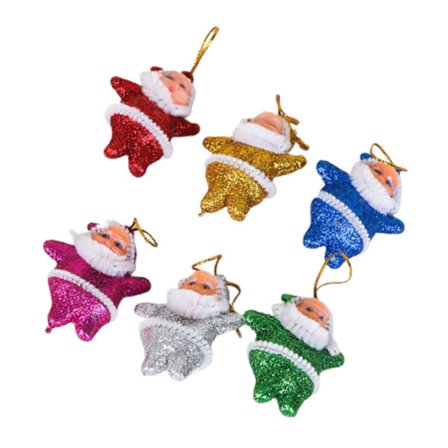 6-pack Julgransprydnader Set Liten Jultomte Figur Prydnad