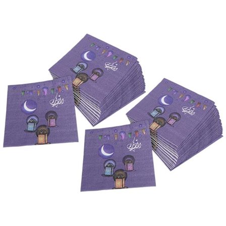 40 arkkia lautasliinoja nenäliinapaperia Ramadan-kuvio 4 kerrosta erittäin imukykyinen juhliin illalliselle Violetti