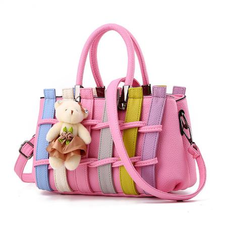 Naisten muodikkaat värikkäät käsilaukut, crossbody-olkalaukku, lompakko, ostoskassi, pitkä kahva, PU, naisille Pink