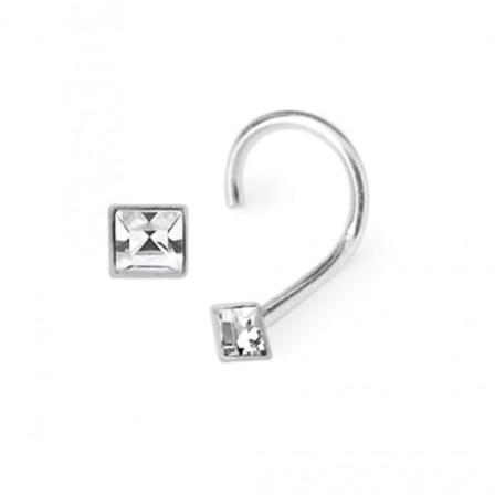 Skruvbar Näspiercing I 925 Sterling Silver Med 2 Mm Fyrkantig Cz