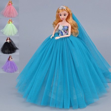 5-osainen Barbie-nukke Värikkäät mekot Iso hääpuku Muhkea mekko