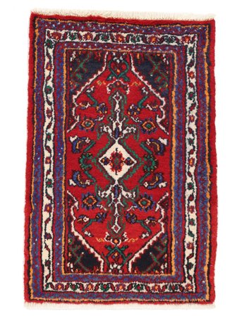 Handgeknüpft Persischer Hamadan Teppich 75X110 Dunkelrot/Schwarz