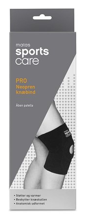 Matas Striber Neopren Knæbind Åben Patella Sort XXL, Medicin & Pleje, Støttebind, Knæstøtte