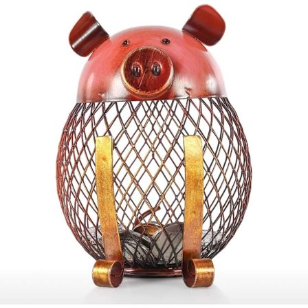 Gris og gull Piggy Bank Metallsculptur Sparebøsse Piggy Bank Gave