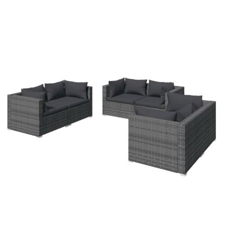 Vidaxl Loungegrupp För Trädgården Med Dynor 6 Delar Konstrotting Grå