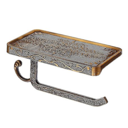 Udskåret zinklegering badeværelsespapir mobiltelefonholder med hylde