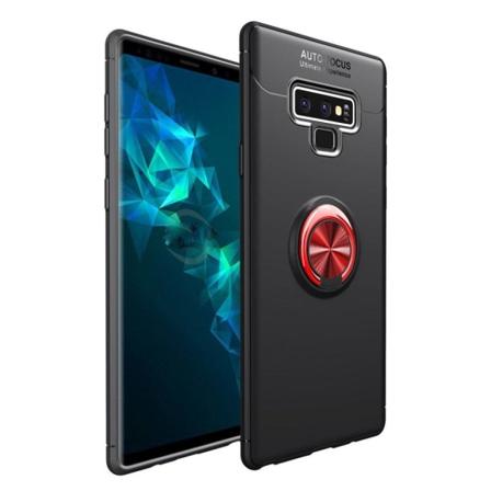 Samsung Galaxy Note9 Muovinen Magneetilla Sekä Sormirenkaalla Varustettu Takasuoja Kuori - Musta/ Punainen Multicolor