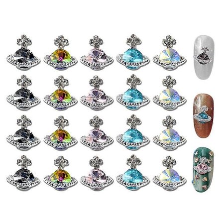 20 st 3D Nagel Strass, Planet Nagelberlocker Glänsande Saturnus Form Nagelkonst Nageldekoration-Stil2