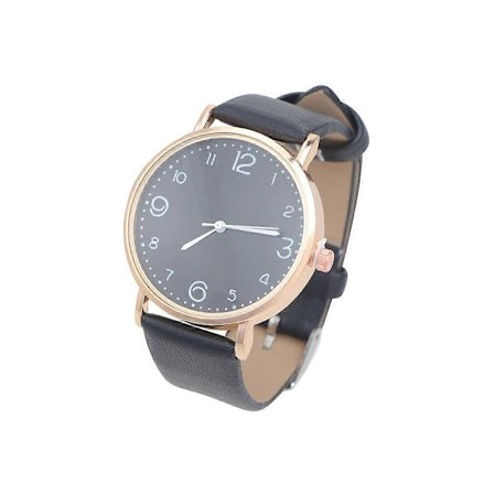 Rento naisten kello muoti PU-nahkarannekkeella kvartsikello naisille tytöille (musta)
