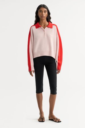 Soft Goat - Color block polo shirt - XS - Powder