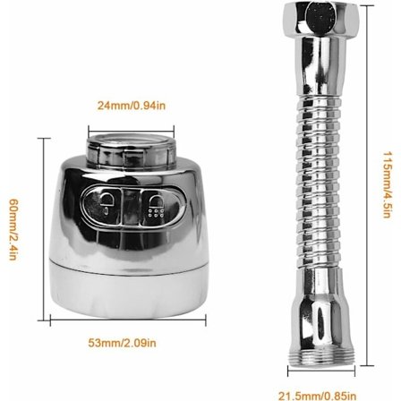 Universal Kranförlängning 360° Svängbar Stänkskydd med Slang