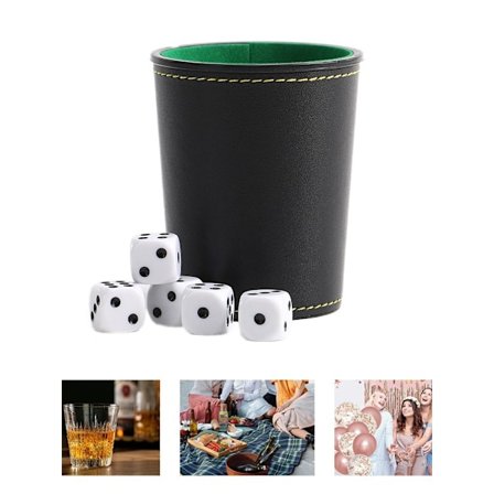 2-pak læder terningebæger sæt - ryst med 10 prik terninger til spil