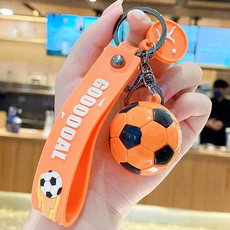 Utsøkt akryl nøkkelring, fotball nøkkelring, oransje