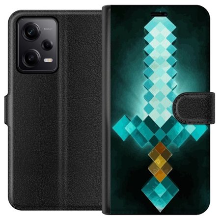 Kompatibelt Plånboksfodral till Xiaomi Xiaomi Redmi Note 12 Pro Minecraft svärd