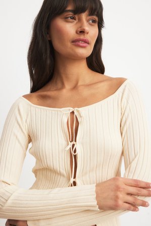 NA-KD Gilet en maille fine - Pulls fins - Crème - XXS