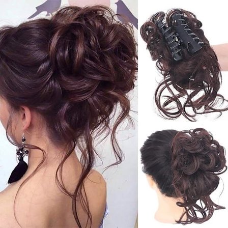 Natural Clip on i Messy Bun Hair Piece Extension Hair Claw Clip Wedding