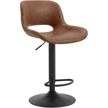 Rootz Vintage imiteret læder barstol - Vandtæt - Slidbestandig - Ergonomisk - Justerbar højde - Brun - 48cm x (85-105,5)cm x 49cm