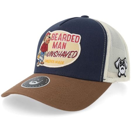 Bearded Man - Blå trucker Keps - Unshaved Lumber Navy/Stone A-frame Trucker @ Hatstore