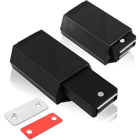 Kraftig Trykknap Dørlås, 2-pak Sort Magnetisk Trykknap, Skjult Hardware med Trykknaplås til Skabe med Trykknap