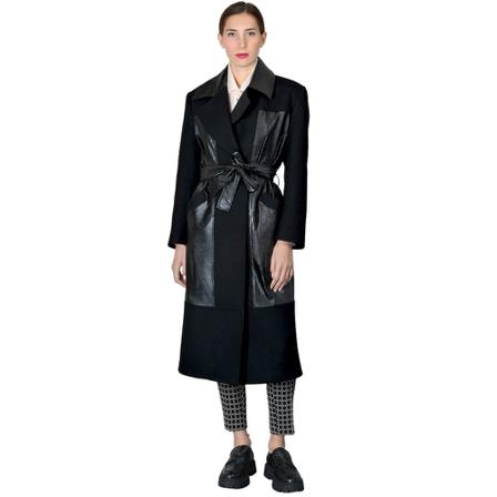 Simona Corsellini Belted Coats Sort, Dame Uldfrakker