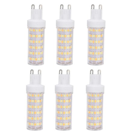 6 stk 104LED lyspære 12W 85‐265V G9 pære 3 lysfarge liten vegglampe pære for hjemmet