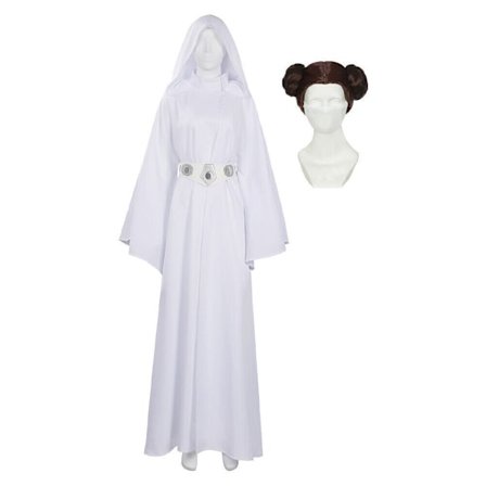 Star Wars: Prinsessan Leia Cosplay Kostym Klänning Bälte Peruk Halloween party komplett set Klänning+Peruk L